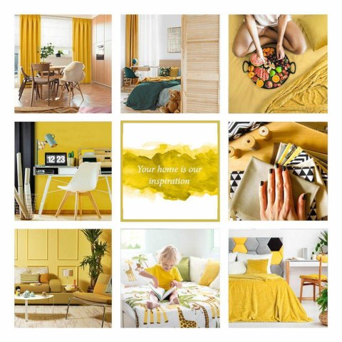 Zasłona 140x250 Eliza musztardowa gotowa na przelotkach welurowa z drobnym wytłaczanym wzorkiem geometrycznym Eurofirany