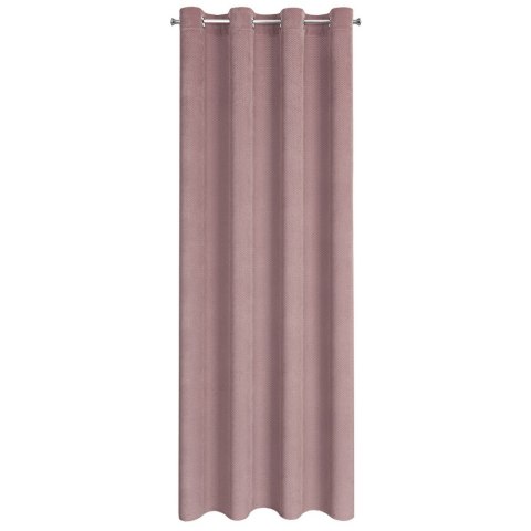 Zasłona 140x250 Eliza pudrowa różowa gotowa na przelotkach z drobnym wytłaczanym wzorkiem geometrycznym Eurofirany