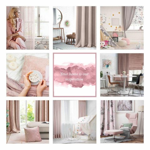 Zasłona 140x250 Eliza pudrowa różowa gotowa na przelotkach z drobnym wytłaczanym wzorkiem geometrycznym Eurofirany