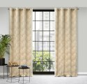 Zasłona 140x250 Goja kremowa welurowa liście miłorzębu na przelotkach Pierre Cardin z błyszczącym nadrukiem Eurofirany