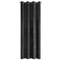 Zasłona 140x250 Julia czarna gotowa na przelotkach welurowa z wytłaczanym geometrycznym wzorem wachlarzy Eurofirany