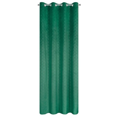Zasłona 140x250 Julia zielona ciemna gotowa na przelotkach welurowa z wytłaczanym geometrycznym wzorem wachlarzy Eurofirany