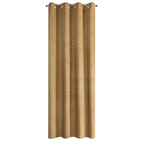 Zasłona 140x250 Julia złota gotowa na przelotkach welurowa z wytłaczanym geometrycznym wzorem wachlarzy Eurofirany