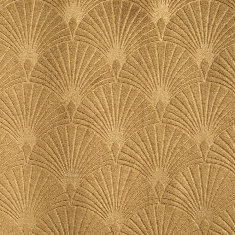 Zasłona 140x250 Julia złota gotowa na przelotkach welurowa z wytłaczanym geometrycznym wzorem wachlarzy Eurofirany