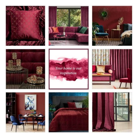 Zasłona 140x250 Lili mahoniowa gotowa na przelotkach welurowa z efektownym falującym wytłoczeniem Eurofirany