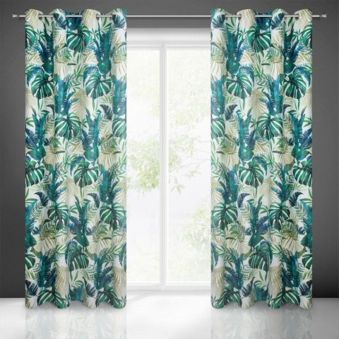 Zasłona 140x250 Nelly biała oliwkowa turkusowa zaciemniająca Blackout Eurofirany