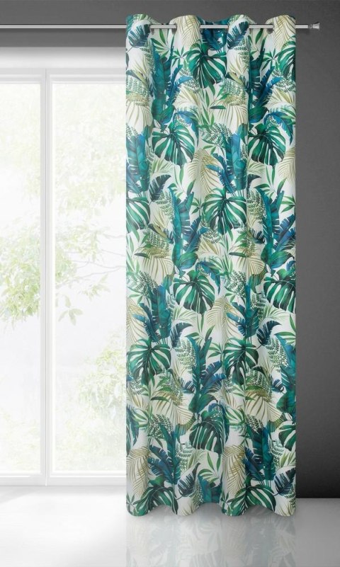 Zasłona 140x250 Nelly biała oliwkowa turkusowa zaciemniająca Blackout Eurofirany