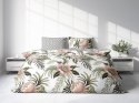 Pościel bawełniana 160x200 szara liście monstery kwiaty beżowe Letni Sen 002 Faro