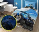 Pościel świecąca w ciemności 140x200 3852 A Traktor niebieski 2299 pole wieś bawełniana młodzieżowa