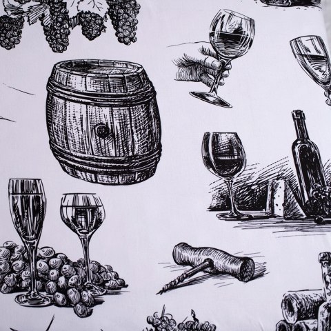 Prześcieradło bawełniane z gumką 90x200 Wino 0264 beczki białe czarne