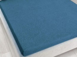 Prześcieradło frotte bez gumki 150x205 Tulipan Tanzanit granatowe 5495 żakardowe