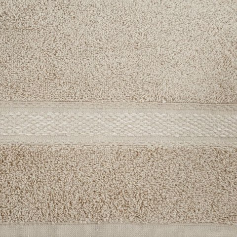 Ręcznik 30x50 Altea beżowy z ozdobną bordiurą z melanżowym pasem frotte 500 g/m2 Eurofirany