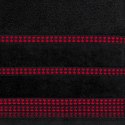 Ręcznik 30x50 Amanda czarny z ozdobną welurową bordiurą w pasy frotte 500 g/m2 Eurofirany
