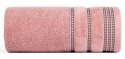 Ręcznik 30x50 Amanda pudrowy różowy z ozdobną welurową bordiurą w pasy frotte 500 g/m2 Eurofirany