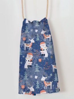 Ścierka kuchenna świąteczna 38x60 Mikołaje granatowa choinki renifery