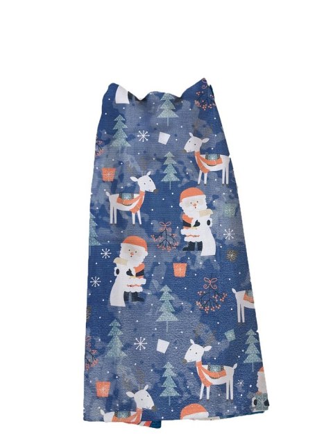 Ścierka kuchenna świąteczna 38x60 Mikołaje granatowa choinki renifery