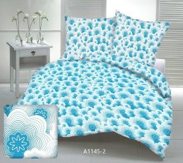 Pościel z kory 160x200 kwiaty geometria niebieska A-1145-2