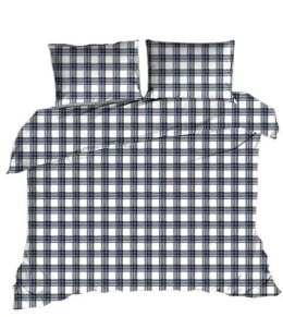 Poszewka z kory 40x40 kratka granatowa biała 1057N