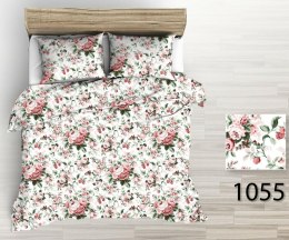 Poszewka z kory 70x80 biała bordowa peonie kwiaty 1055 zapinana na guziki 100% bawełna