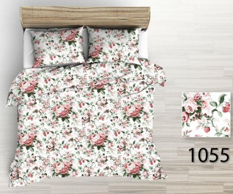 Poszewka z kory 70x80 biała bordowa peonie kwiaty 1055 zapinana na guziki 100% bawełna