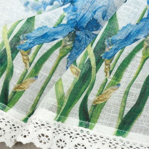 Zazdrostka 60x150 Ala biała niebieska gotowa na tunel wzór kwiatowy zasłona Eurofirany