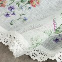 Zazdrostka 60x150 Sylwia biała różowa gotowa na tunel wzór kwiatowy z matowej tkaniny z koronką Eurofirany