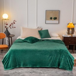 Koc narzuta z mikrofibry 150x200 Solo zielony butelkowy