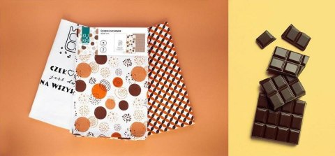 Komplet ścierek kuchennych 3 szt. 40x60 czekolada Kuke bawełniane Faro