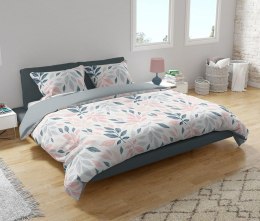 Pościel bawełniana 160x200 Liście morelowa szara granatowa Fashion 23 Faro