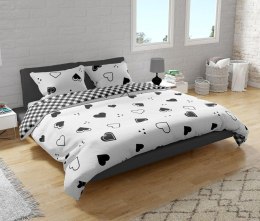Pościel bawełniana 160x200 Serca krata biała czarna 009 Fashion 23 Faro