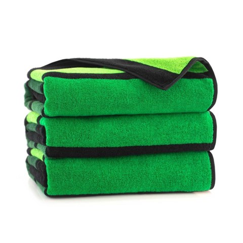 Ręcznik plażowy 100x160 Light zielony czarny pasy frotte 380 g/m2 8881/3