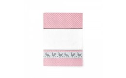 Ścierka kuchenna 50x70 Folk 8639/1 różowa biała koguty grochy bawełniana do naczyń