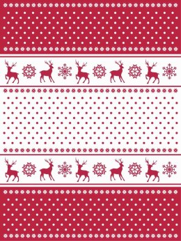 Koc narzuta 150x200 Reniferki Świąteczny czerwony