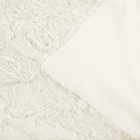 Koc narzuta 200x220 Fleecy włochacz ekri futrzak na łóżko