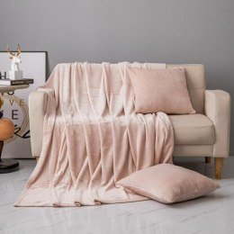 Koc narzuta na fotel z mikrofibry 75x150 Solo różowy pudrowy