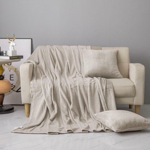 Koc narzuta z mikrofibry 200x220 Solo beżowy