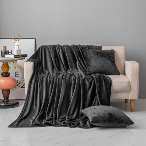 Koc narzuta z mikrofibry 200x220 Solo czarny