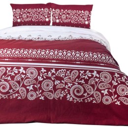 Pościel flanelowa 160x200 Kwiaty bordowa biała 31497/1 Flanela 3 Darymex