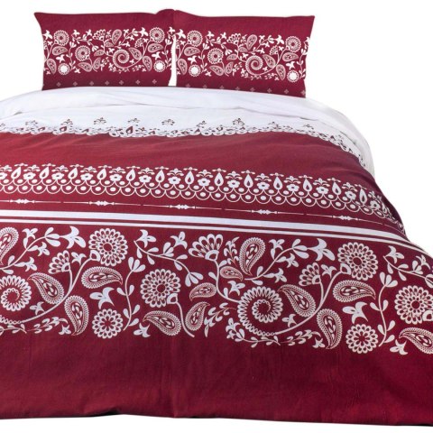 Pościel flanelowa 160x200 Kwiaty bordowa biała 31497/1 Flanela 3 Darymex