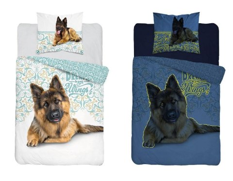 Pościel świecąca w ciemności 140x200 owczarek niemiecki 4023 A bawełniana Fluo 133