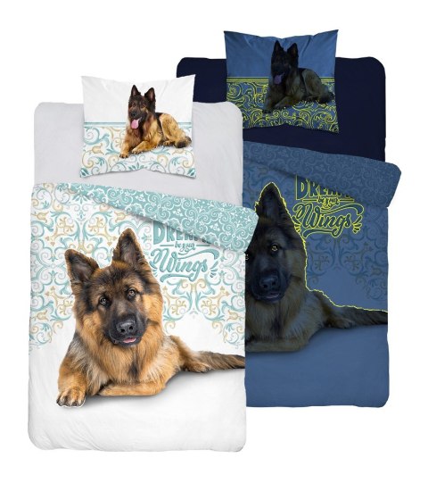 Pościel świecąca w ciemności 160x200 owczarek niemiecki 4023 A bawełniana Fluo 133