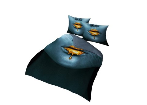 Pościel z mikrofibry 3D 160x200 niebieska twarz 4181 A mikro 07