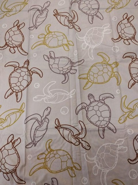 Pościel bawełniana 140x200 Żółw Turtle biała beżowa poszewka 70x90