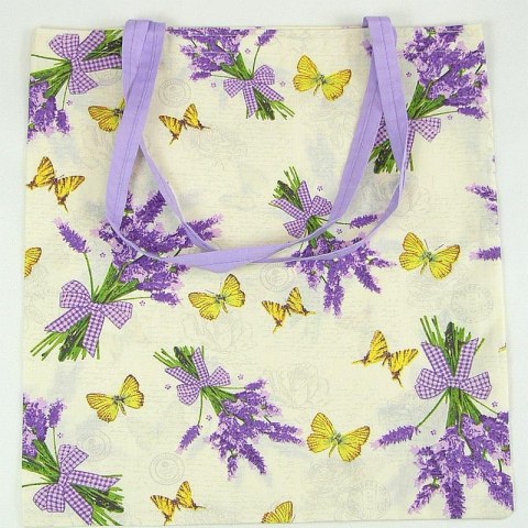 Torba bawełniana na zakupy 37x38 lawenda motyle bawełniana 6828
