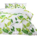Pościel satynowa 180x200 biała zielona liście 1516/1 Satynlove 5