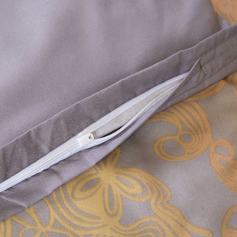 Pościel z mikrofibry 160x200 szara złota glamour ornamenty pasy 12202 Darymex