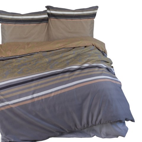 Pościel z mikrofibry 160x200 szara złota glamour ornamenty pasy 12202 Darymex