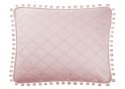 Poszewka z pomponami 50x70 pudrowa różowa Pompoo pompony romby glamour dekoracyjna do narzuty