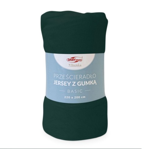 Prześcieradło jersey z gumką 220x200 Basic 036 zielone butelkowe Darymex