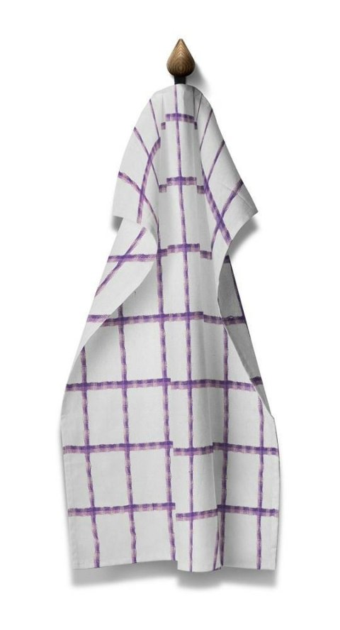 Ścierka kuchenna 38x64 Big Check kratka fioletowa bawełniana Domarex